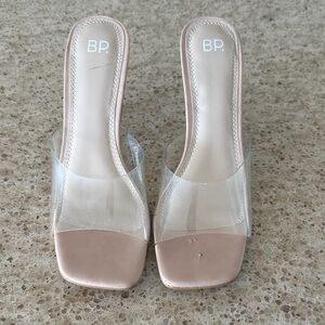BP Women's Nude and Clear Heeled Slides